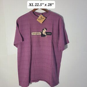Vtg 90s Shankbone "Naughty or Nice" Red XL T-Shirt NOS NWT Single Stitch USA